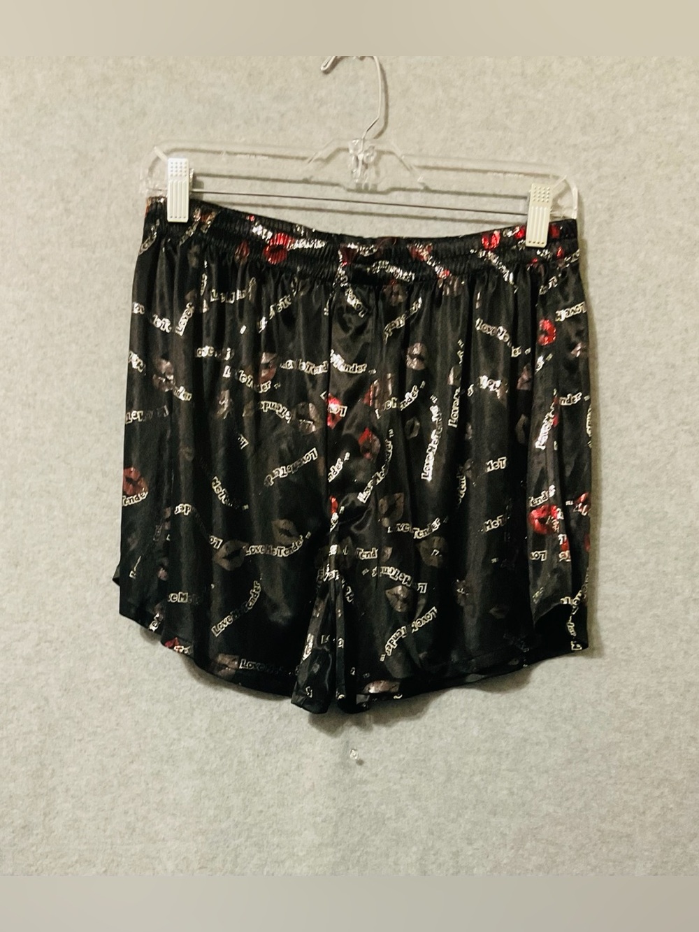 Elvis Presli Black Satin Lounge Shorts with Red Accent Sz L
